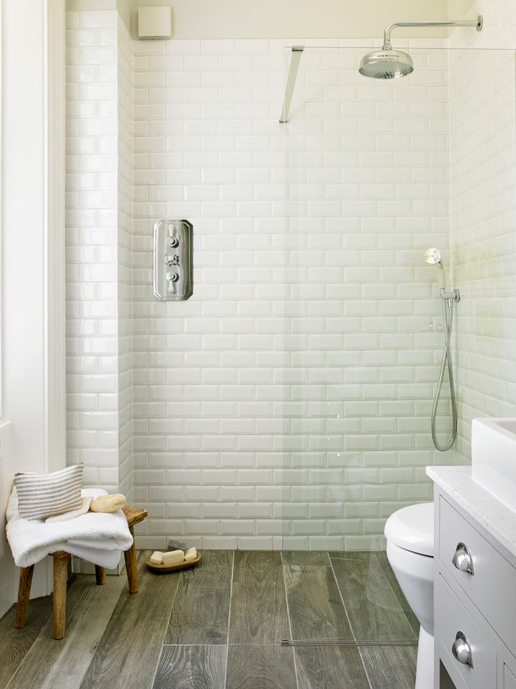 Porcelain vs Ceramic Tile for a Transitional Bathroom with a Bathroom Stool and Surbiton by Leivars