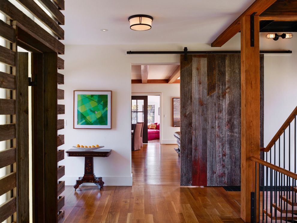 Porter Barn Wood for a Farmhouse Entry with a Bar Door and Bragg Hill by Moger Mehrhof Architects