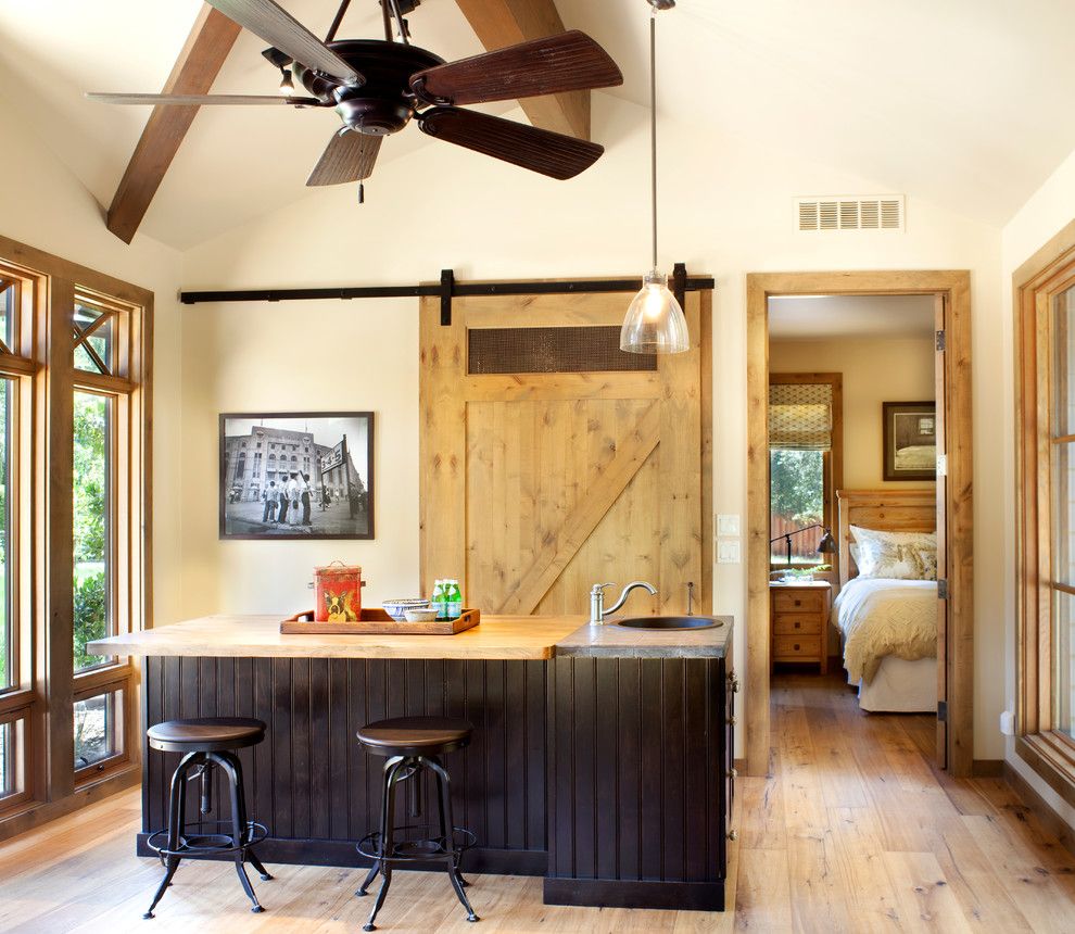 Porter Barn Wood for a Transitional Home Bar with a Dark Wood Bar and Mountain Modern by Home Matters Llc