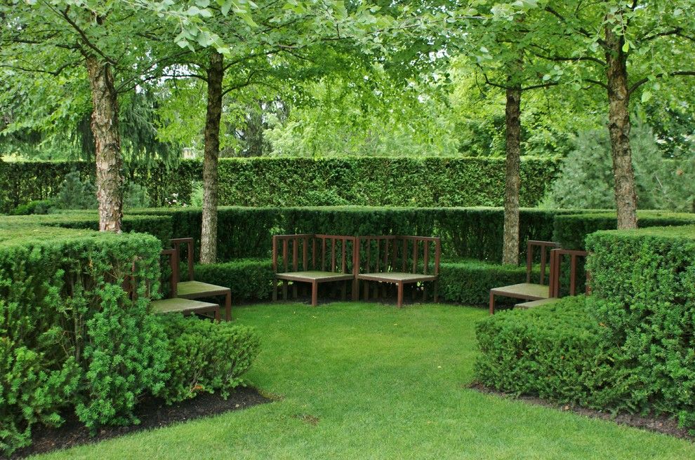 Potomac Garden Center for a Traditional Landscape with a Wood Bench and Formal Garden Design by Www.karlgercens.com