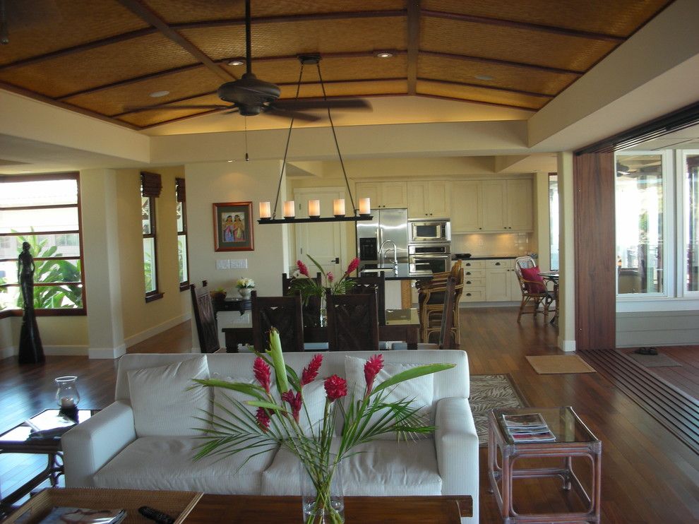 Pottery Barn Knock Off for a Tropical Dining Room with a Neutral Colors and Maui Tropical Kitchen by Tervola Designs