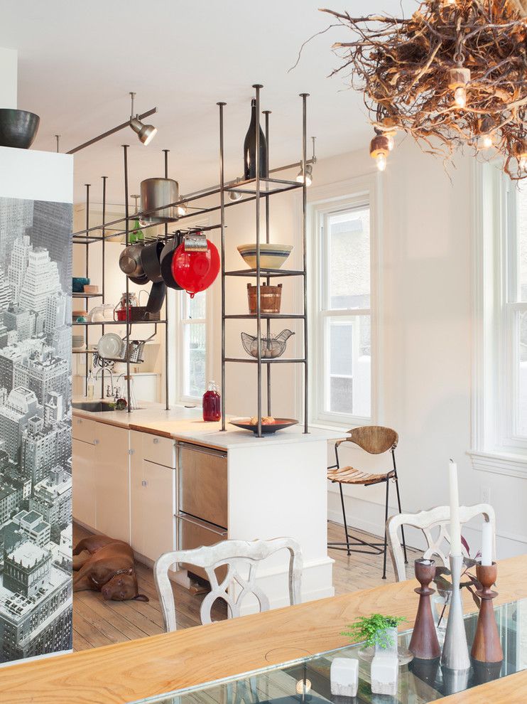 Queen City Appliance for a Eclectic Kitchen with a Chandelier Nest and Indian Queen Lane, Philadelphia by Ennis Nehez