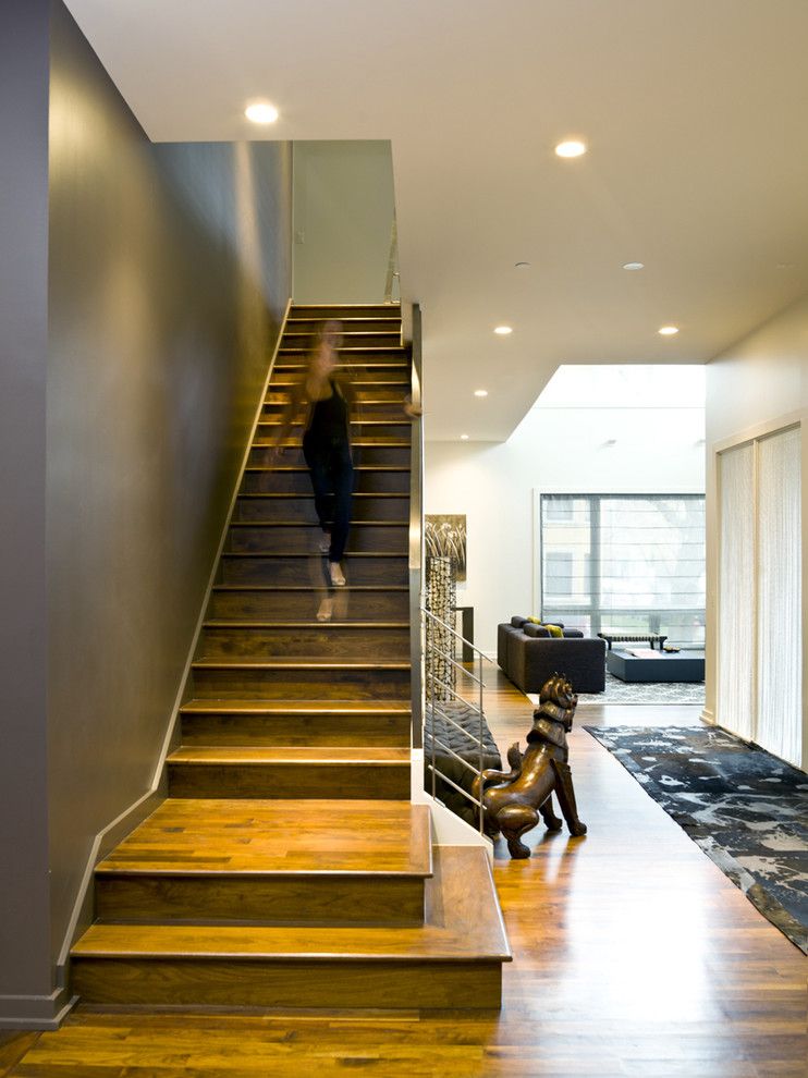 Rapport Furniture for a Modern Staircase with a Statue and Bucktown Beauty by Cynthia Lynn Photography