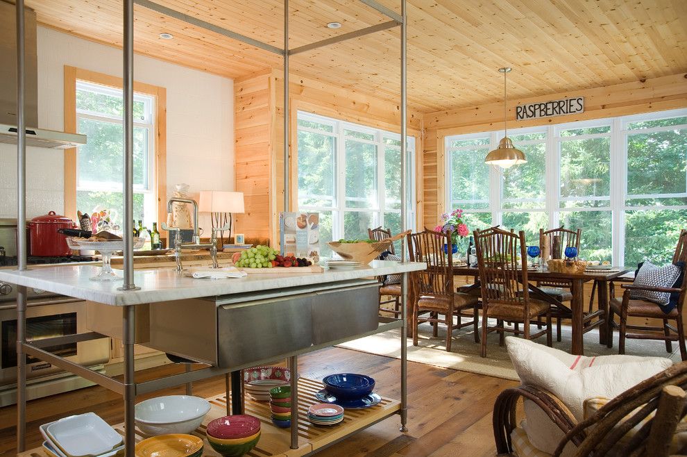 Raylee Homes for a Rustic Kitchen with a Wood Ceiling and Wood, Naturally by Wood, Naturally