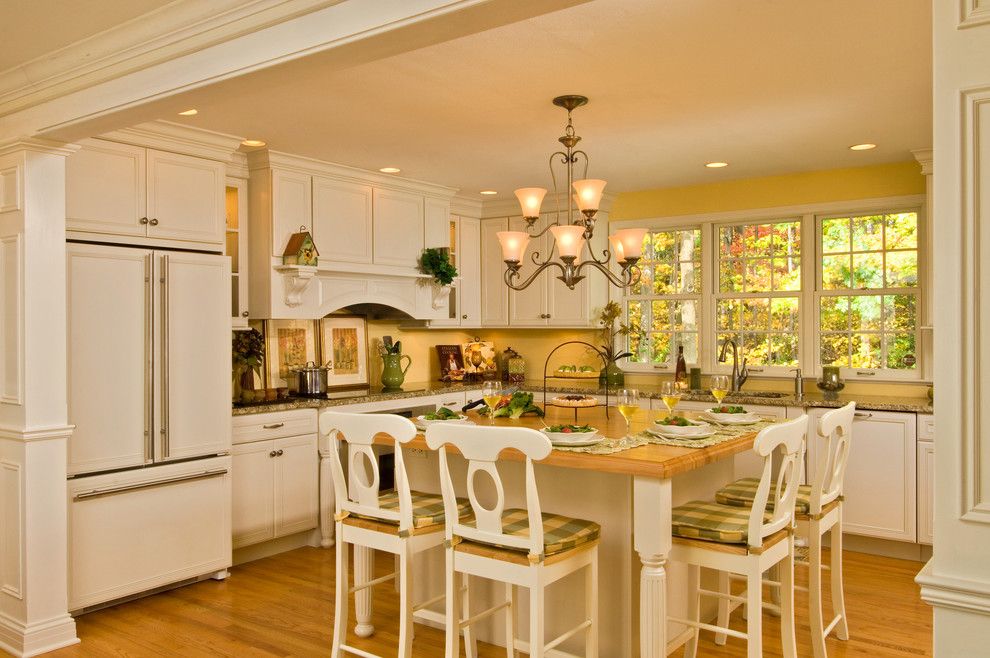 Recessed Lighting Layout for a Transitional Kitchen with a Bright Kitchen Decora Cabinetry Large Island and Bright and Airy Kitchen by Kitchen and Bath World, Inc