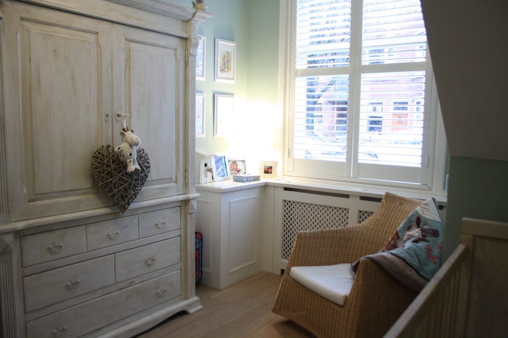 Refinished Furniture for a Traditional Nursery with a Blinds and Houzz Tour: Cheerful Family Home Shines with Vintage Touches by Holly Marder