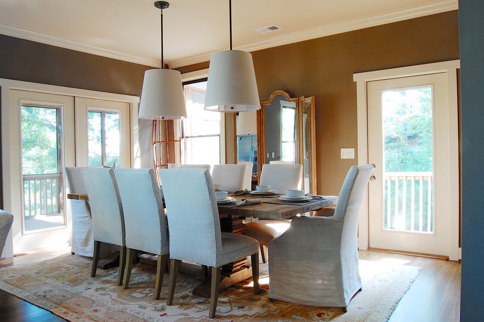 Restoration Hardware.com for a Beach Style Dining Room with a Light Gray Dining Chairs and My Houzz: Whitley Lake House by Corynne Pless