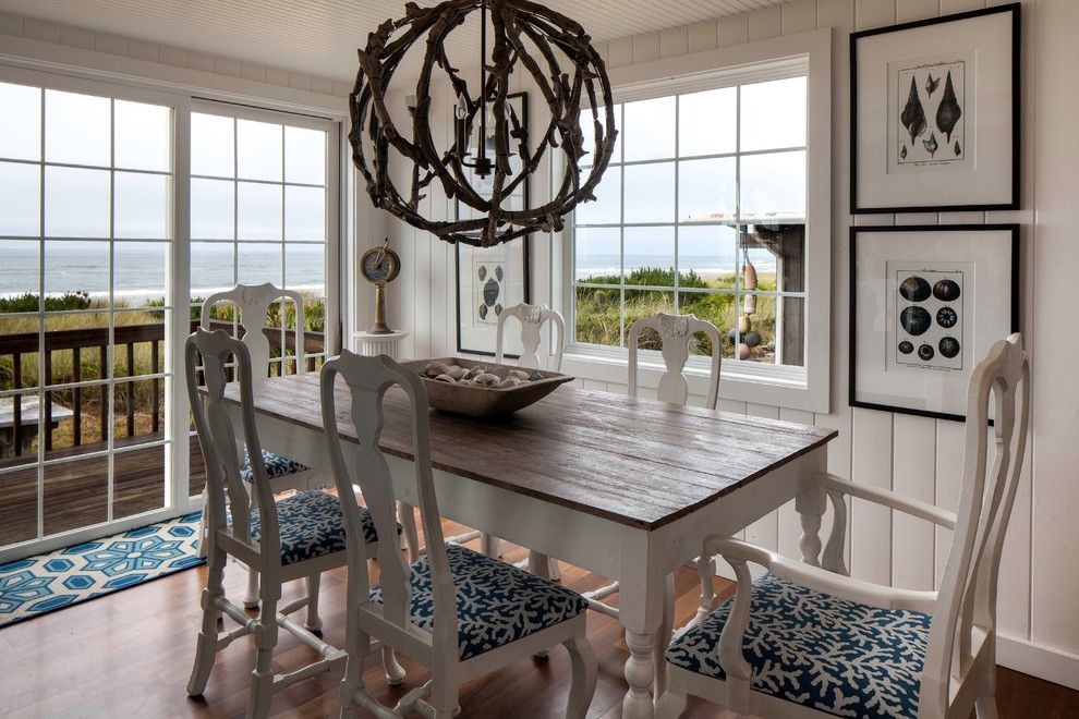 Reupholstered for a Beach Style Dining Room with a Cottage and Oregon Coast by Hyde Evans Design