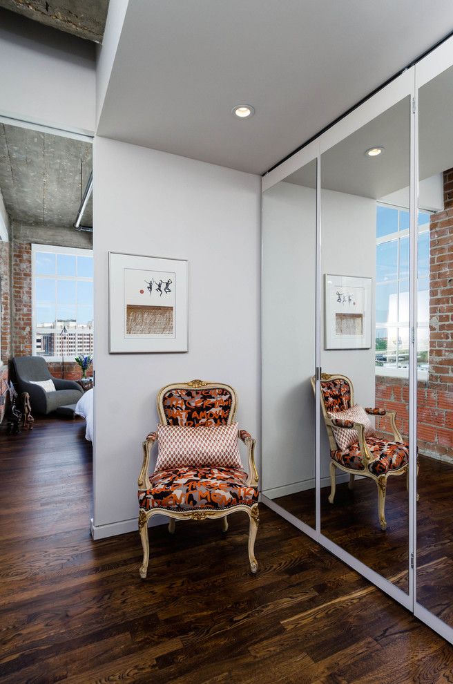 Reupholstered for a Industrial Home Office with a Exposed Brick and Loft Study & Yoga Space by C O N T E N T Architecture