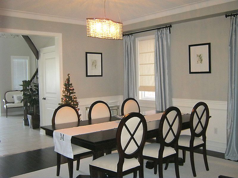 Revere Pewter Paint for a Contemporary Dining Room with a Wainscoting and Dining Room by Am Dolce Vita