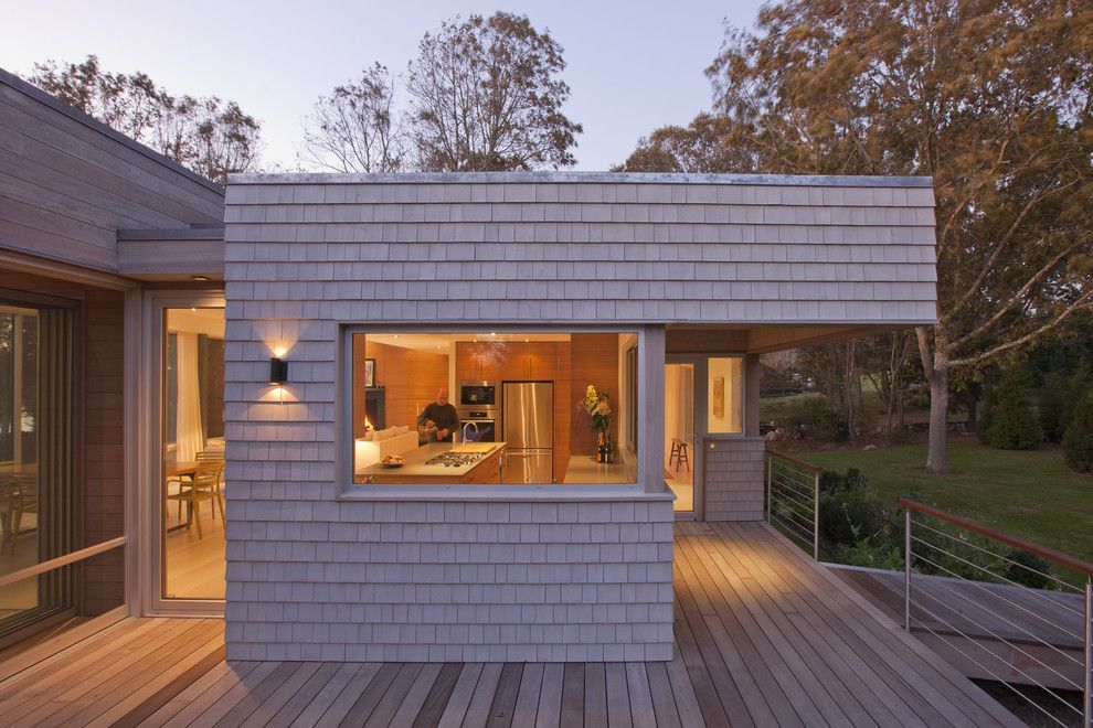 Roof Overhang for a Contemporary Exterior with a Corner Windows and Westport River House   Entry Porch by Ruhl Walker Architects