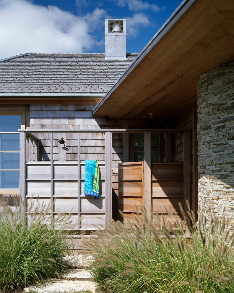 Roof Overhang for a Contemporary Patio with a Exterior Wall Shower and Sugar Mill by Hutker Architects