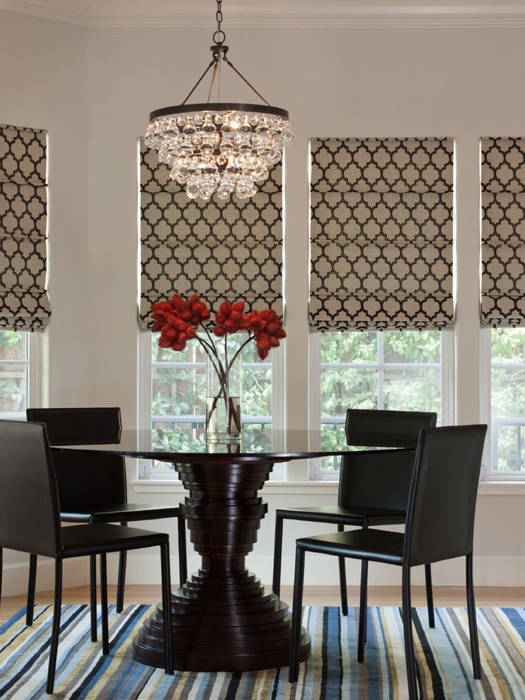 Rotmans Furniture for a Contemporary Dining Room with a Striped Rug and Willow Glen Residence by Lizette Marie Interior Design