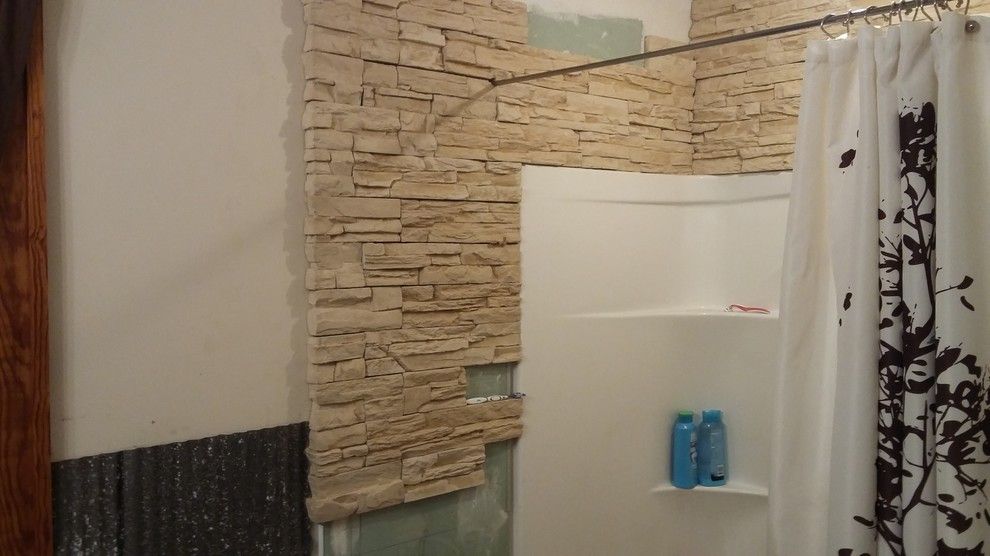 R&r Construction for a Rustic Spaces with a Rustic and Bathroom ,Stone Work by R&r Construction and Mngmnt