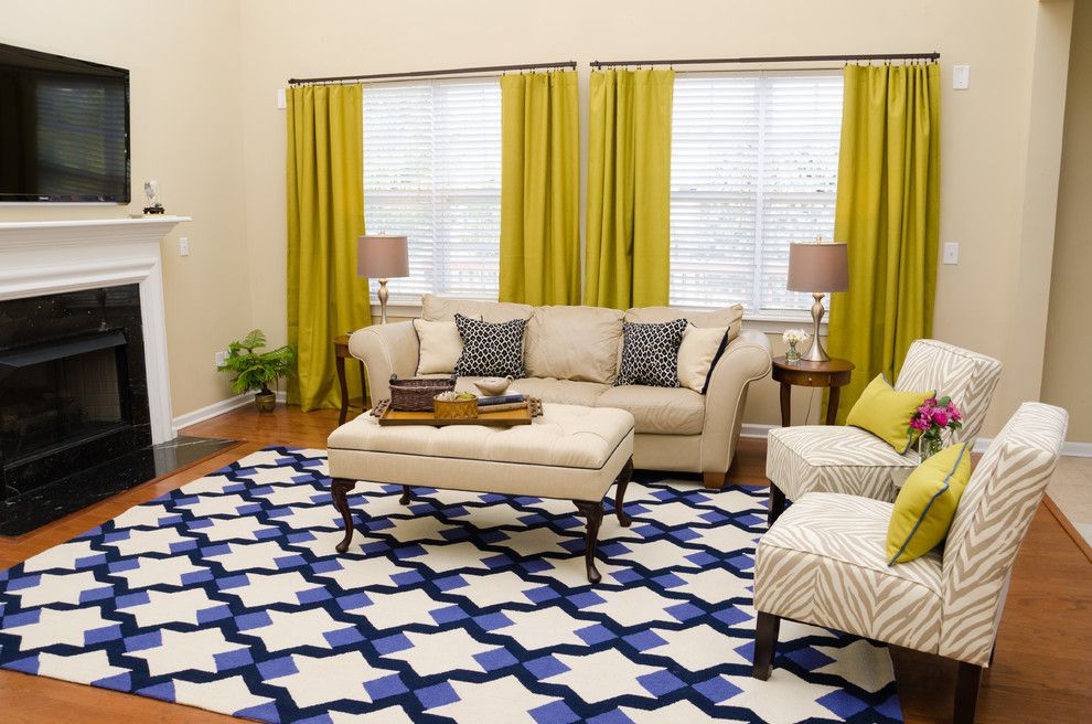 Rugsusa for a Eclectic Family Room with a Slipper Chairs and Bold & Colorful Family Room by Dwell by Cheryl Interiors