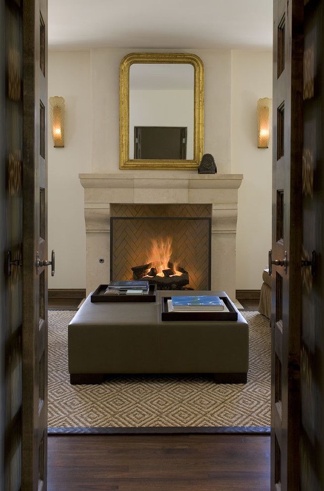 Rumford Fireplace for a Traditional Living Room with a Sconces and Greenlee Fireplace by Hugh Jefferson Randolph Architects