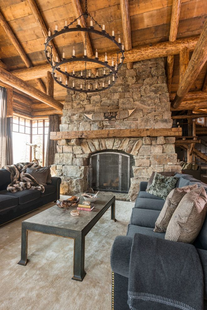 Rustic Living Room Ideas for a Rustic Living Room with a Timber and Cedar View by Pearson Design Group