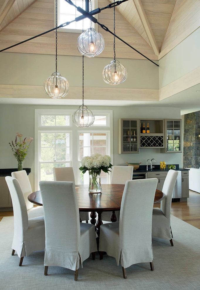 Sarreid for a Contemporary Dining Room with a Slipcovers and Falmouth Residence by Martha's Vineyard Interior Design