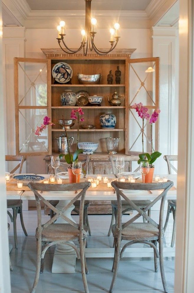 Sarreid for a Farmhouse Dining Room with a Custom and Flanagan Farm Portland Maine by Nastasi Vail Design