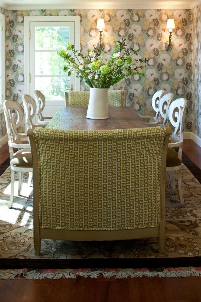 Sarreid for a Transitional Dining Room with a Rustic Table and Dining Room   Grace Home Design by Grace Home Design, Inc.