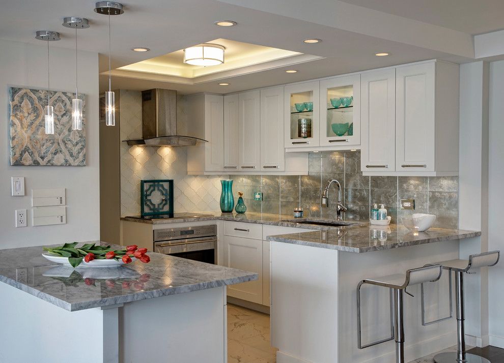 Satco Lighting for a Transitional Kitchen with a Porcelanosa Tiles and Contemporary Condo Kitchen Conversion   Chicago, Il by Drury Design