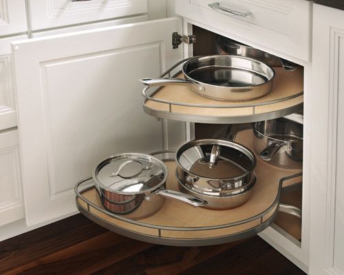 Schuler Cabinetry for a Traditional Kitchen with a Corner Storage Solution and Organization Done 