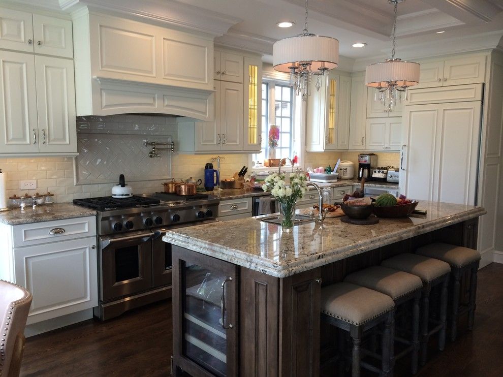 Schuler Cabinetry for a Transitional Kitchen with a Kitchen Islands Carts and Schuler Cabinetry   Sheffield Door in Divinity Paint and Eagle Rock Island by Lynda Mauro Schuler Cabinetry