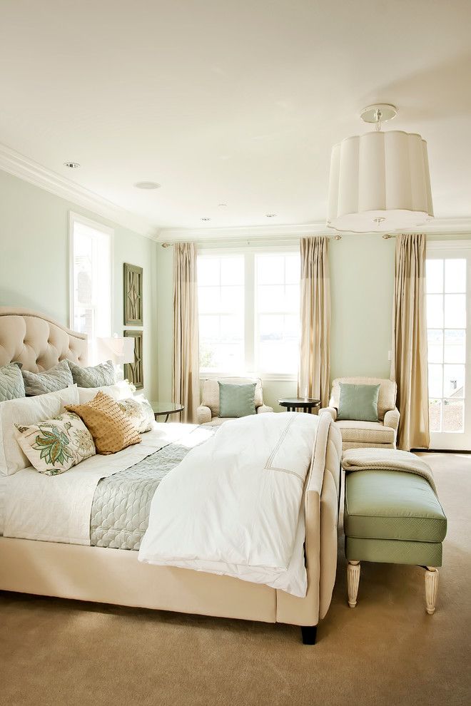 Sea Salt Sherwin Williams for a Traditional Bedroom with a Beige Carpet and Georgian   Parade of Homes 2012 by Cyndi Parker Interiors