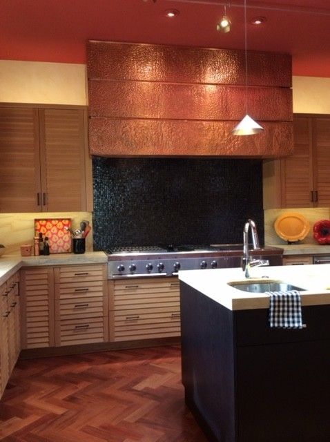 Sewell Appliance for a Contemporary Kitchen with a Copper Hood and Kitchens by Marsha Sewell & Associates