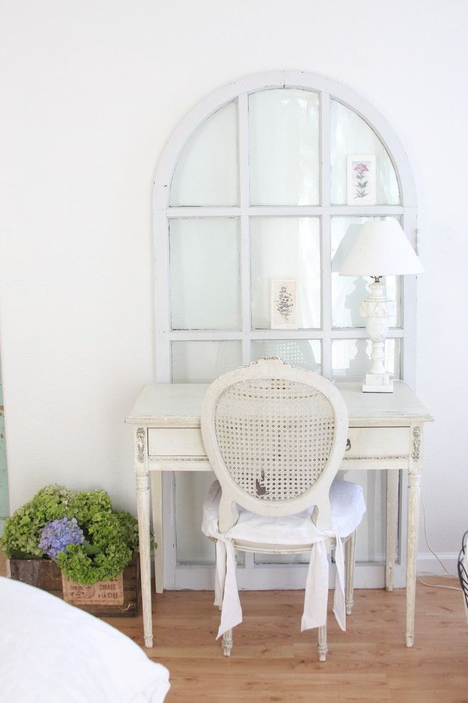 Shabby Sheek for a Shabby Chic Style Bedroom with a Bulletin Board and Http://dreamywhites.blogspot.com/ by Dreamy Whites