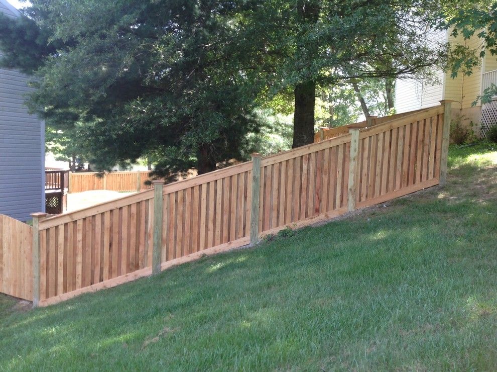 Shadow Box Fence for a Contemporary Landscape with a Cedar Fence and Cedar Shadow Box Fence by Green Spaces Landscaping