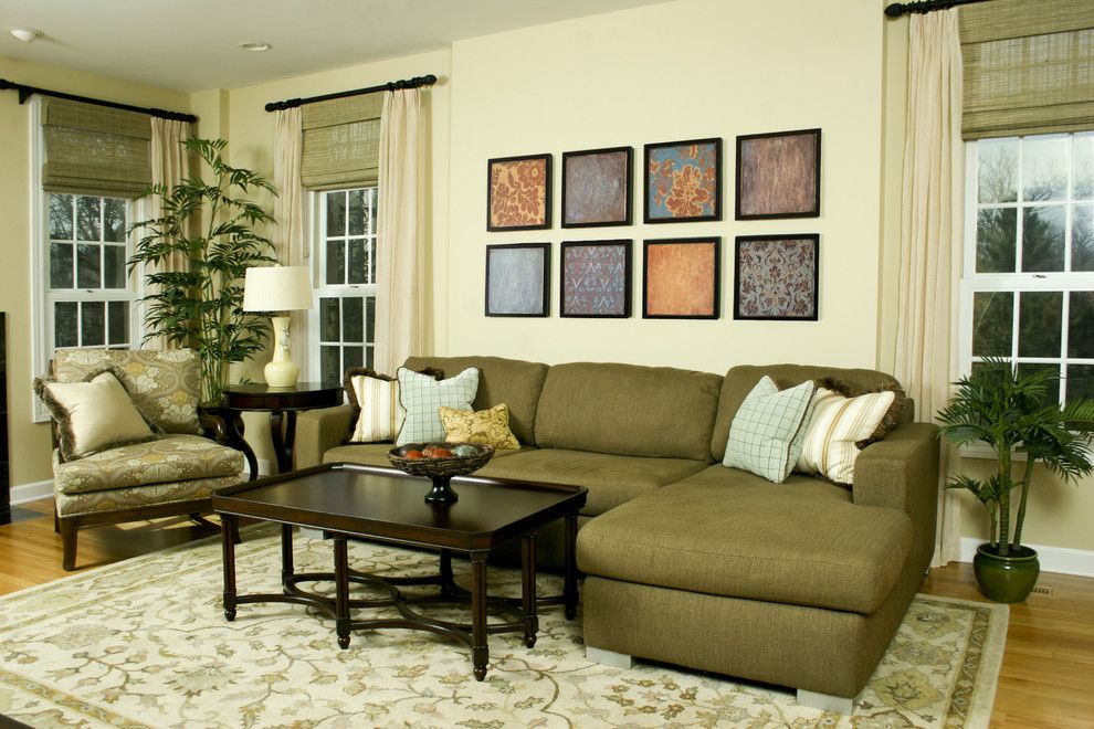 Shaker Beige for a Contemporary Living Room with a Curtains and Lovely Living Room by Angela Lavista