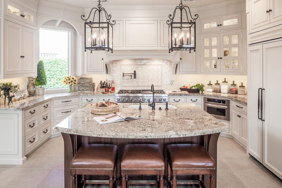 Shaker Beige for a Traditional Kitchen with a Leather Counter Stools and Kitchen Remodel   Cypress, Tx by Wamhoff Design | Build