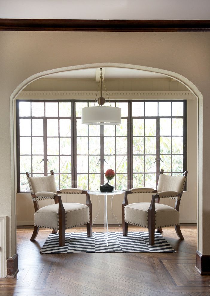 Shaker Beige for a Transitional Family Room with a Drum Shade Pendant Light and Ridgewood Avenue Family Home by Dw Designs   Diana Weinstein Designs