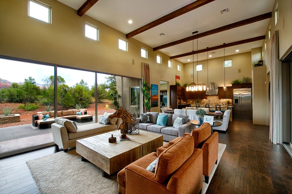 Shea Homes Az for a Transitional Family Room with a High Ceilings and the Enchantment: Rimstone in Sedona, Az by Dorn Homes