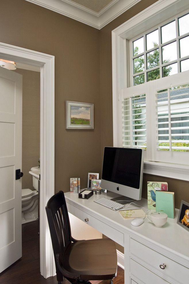 Sherwin Williams Alpaca for a Traditional Home Office with a Built in Desk and Parade 2009 by Witt Construction