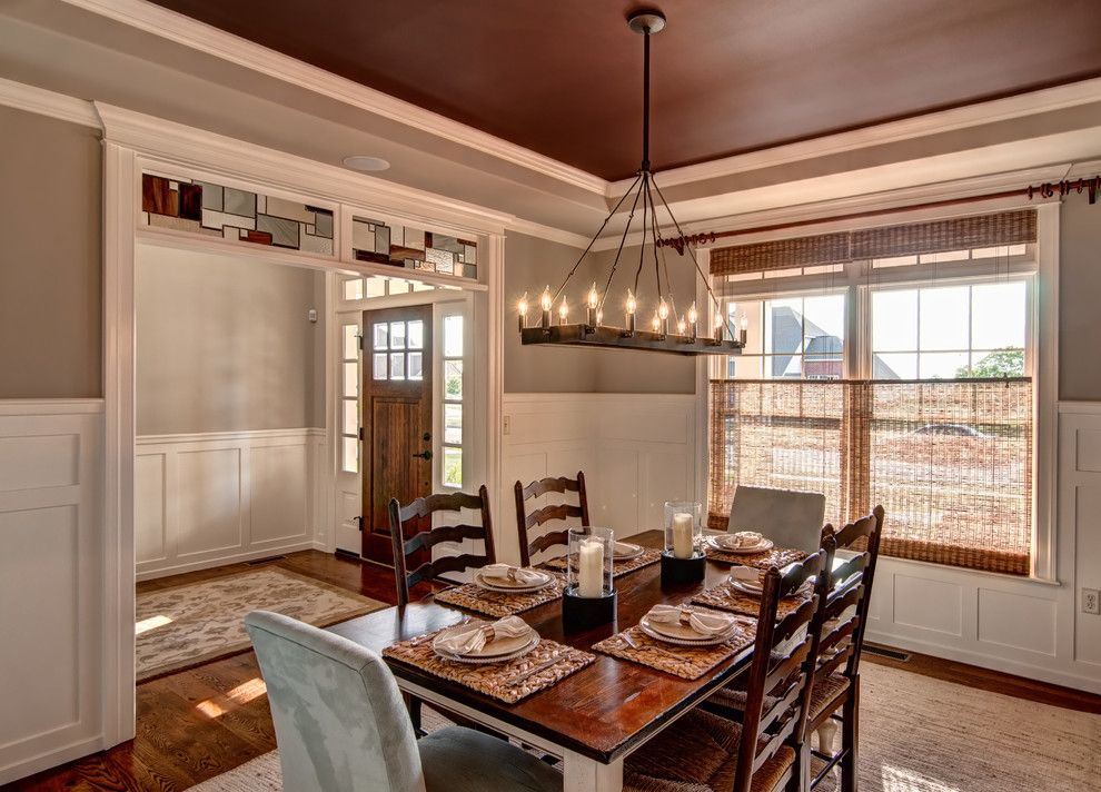 Sherwin Williams Anew Gray for a Traditional Dining Room with a Tray Ceiling and Meadowview Model 2013 by Farinelli Construction Inc