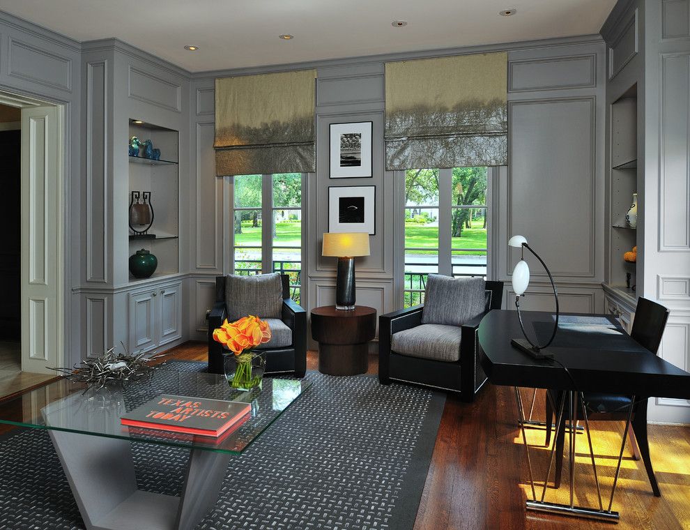 Sherwin Williams Anew Gray for a Victorian Home Office with a Grey Walls and Modern Residential Project by Wendt Design Group