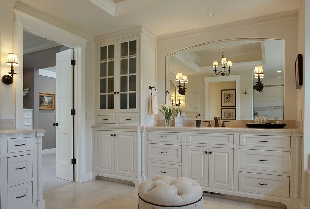 Sherwin Williams Cabinet Paint for a Traditional Bathroom with a Neutral Colors and House in Sonoma by Julie Williams Design