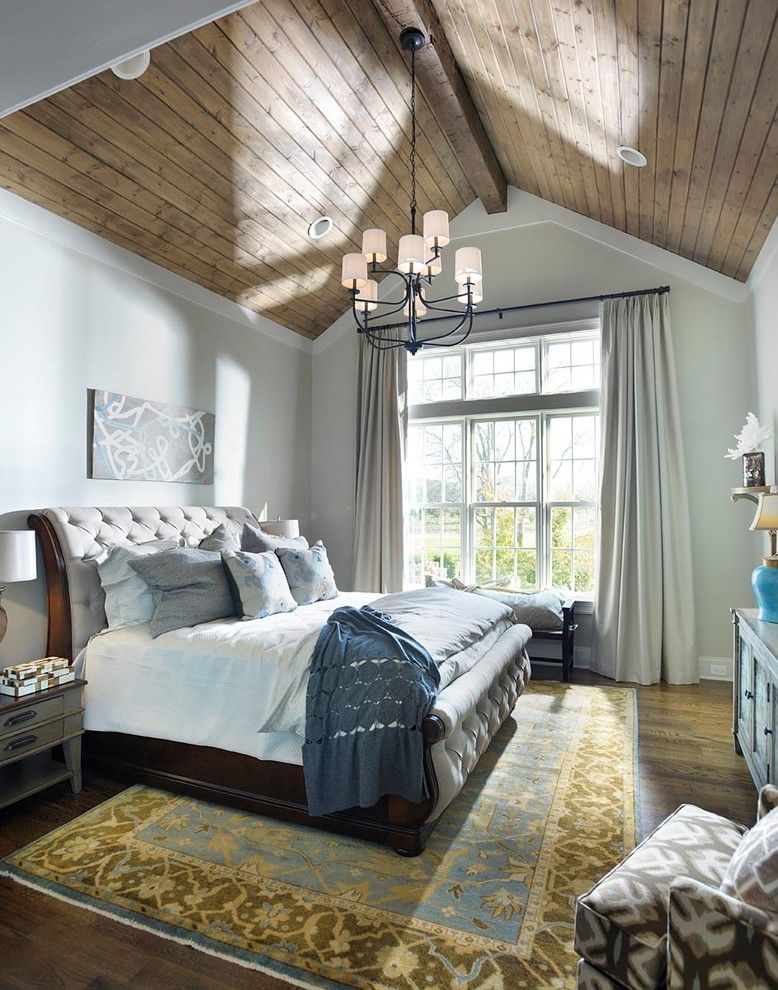 Sherwin Williams Deckscapes for a Farmhouse Bedroom with a Gray Curtains and American Farmhouse   Master Bedroom by Scott Wilson Architect, Llc