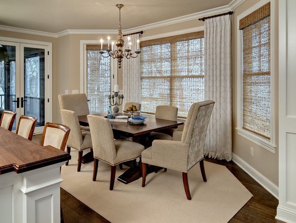 Sherwin Williams Dover White for a Traditional Dining Room with a Traditional Light Fixture and Dining Room by Design by Lisa