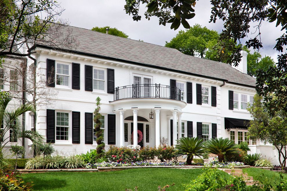 Sherwin Williams Exterior Paint Colors for a Traditional Exterior with a Black Awning and Windsor Road Residence   Austin, Tx by Martha O'hara Interiors