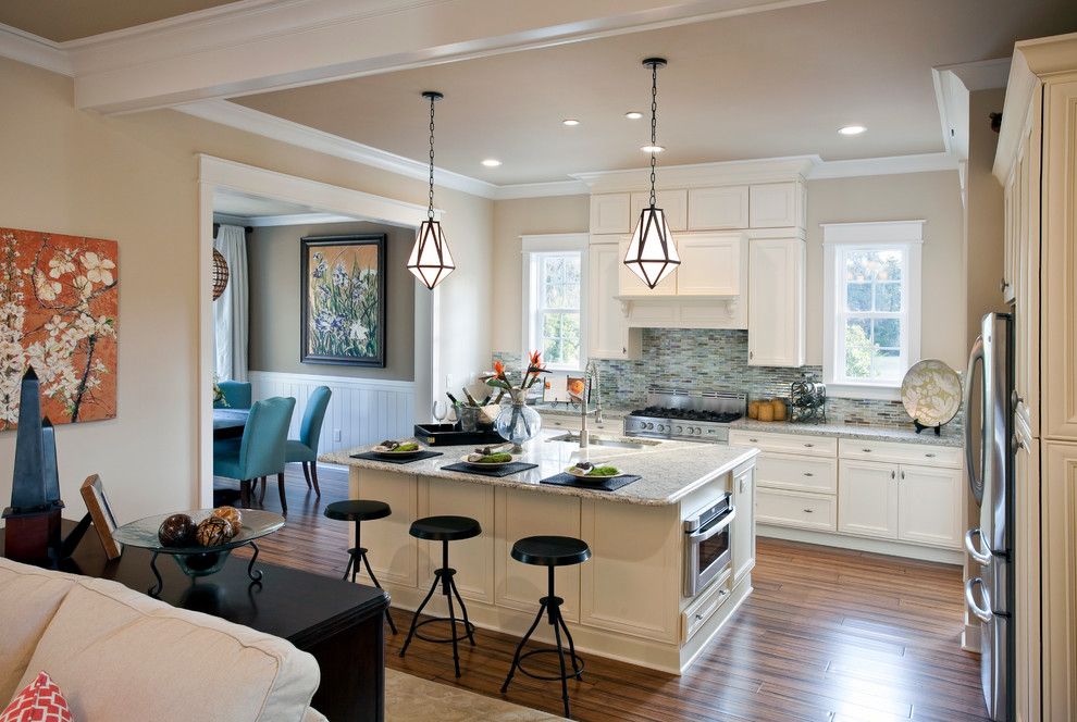 Sherwin Williams Kilim Beige for a Traditional Kitchen with a Pendant Light and the Whilden Free Energy Model Home by Amerisips