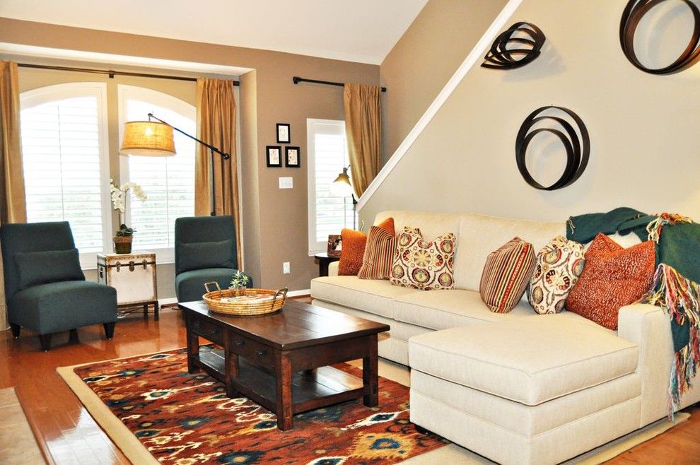 Sherwin Williams Kilim Beige for a Traditional Living Room with a Circular Wall Art and Cs Townhome by Purdy Designs Llc