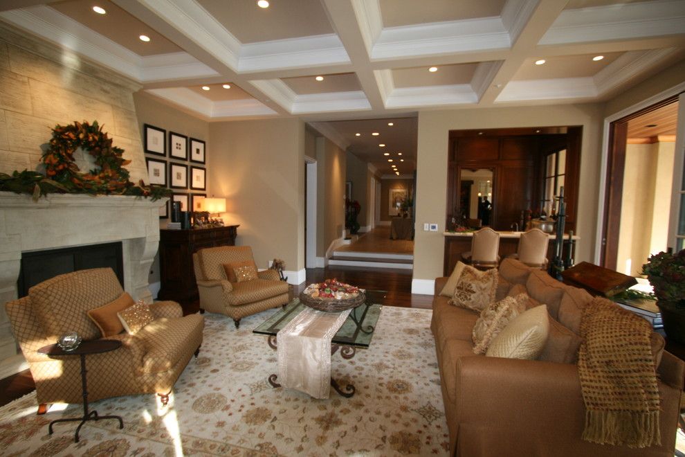 Sherwin Williams Kilim Beige for a Traditional Living Room with a Oriental Rug and Atherton Holiday House Tour by Houzz.com