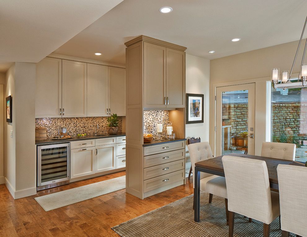 Sherwin Williams Kilim Beige for a Transitional Kitchen with a Wine Storage and Wet Bar by Michael Lyons Architect