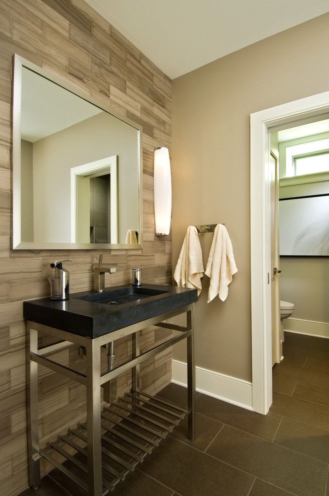 Sherwin Williams Latte for a Rustic Bathroom with a Brown and 2011 Showcase   Hillside Retreat by Witt Construction