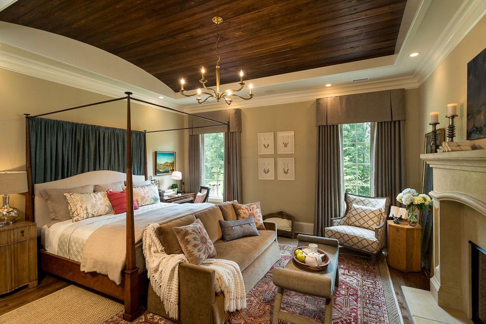 Sherwin Williams Macadamia for a Traditional Bedroom with a Bedroom Sofa and Southern Living Home by Id Studio Interiors