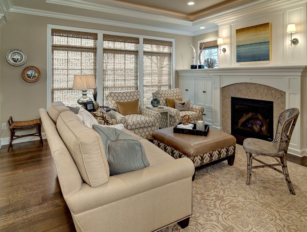 Sherwin Williams Macadamia for a Traditional Living Room with a Grass Shades and Living Room by Design by Lisa