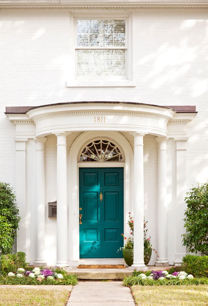 Sherwin Williams Naval for a Traditional Entry with a Front Door and Madison by Andrea Brooks Interiors